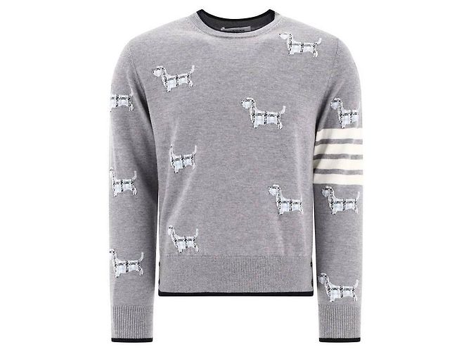 Thom Browne Intarsien-Pullover mit Rundhalsausschnitt Braun 