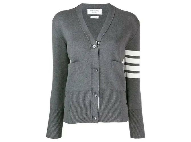 Thom Browne Streifen Milano Strickjacke Braun