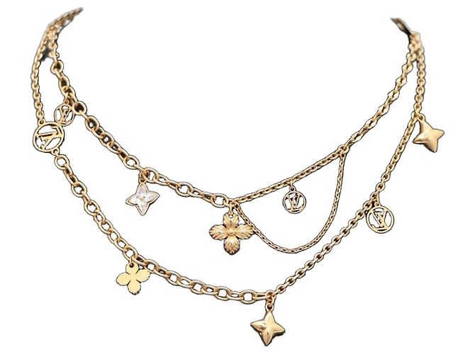 Louis Vuitton Collana in Oro Blooming Strass D'oro