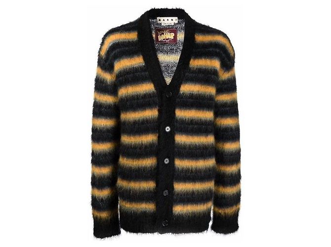 Marni Black Stripe Mohair Cardigan Multiple colors