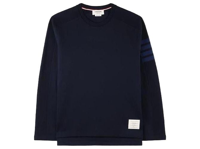 Thom Browne Cotton Bar T-Shirt Blau