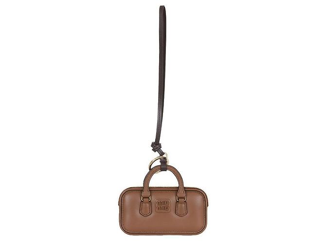 Miu Miu Porte-clés en cuir Arcady Cognac Multicolore
