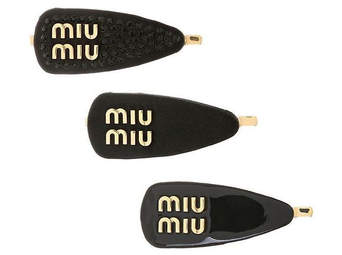 Miu Miu Set di mollettoni con logo Nero