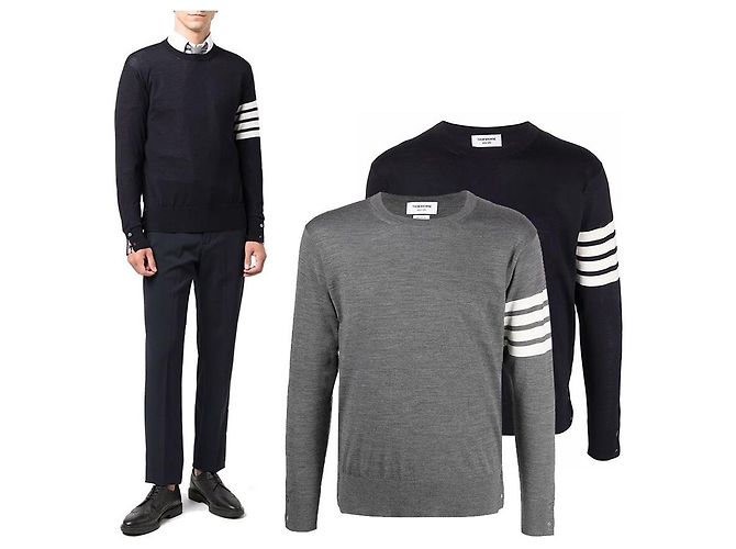 Thom Browne Gestreifter Merinowollstrick Braun