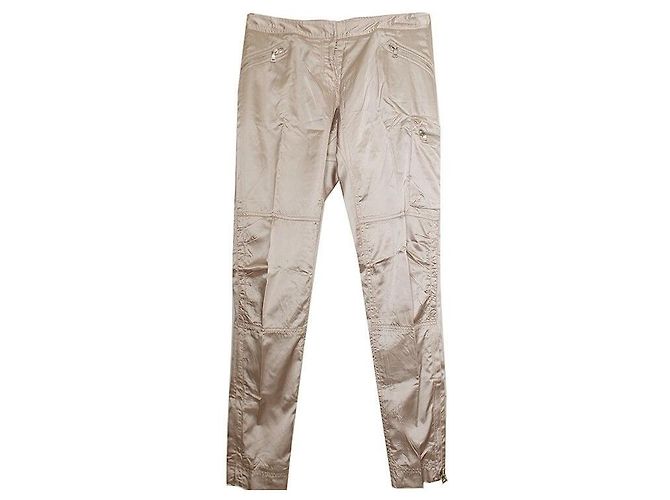 Prada Beige Satin Cargo-Hose Weiß