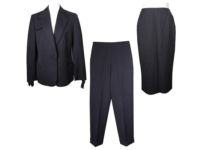 Versace Completo giacca, gonna e pantaloni blu navy Nero