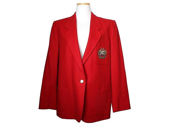Burberry Red Wool Blazer Jacket