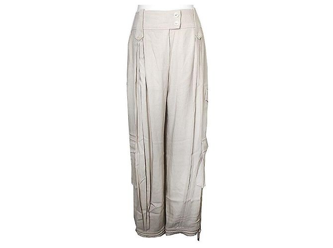 Dior Pantalones cargo de seda beige Plata 