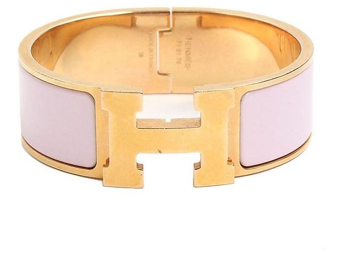 Hermès Rose Gold Sakura Click Clack Bangle Bracelet Orange