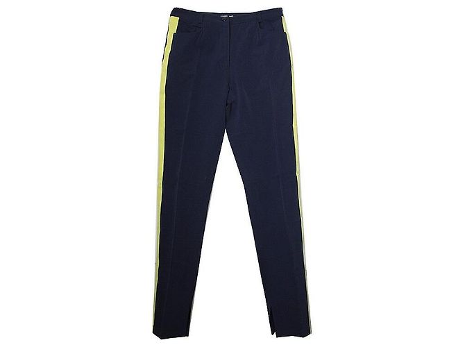 Versace Pantaloni blu navy con dettagli gialli Nero