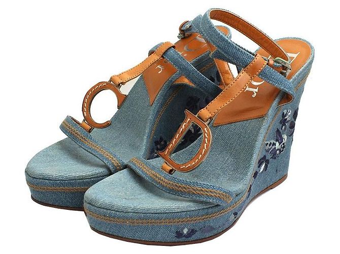 Dior Sandali con piattaforma in denim Blu