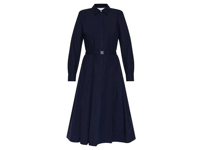 Tory Burch Camicia abito in cotone plissettato Blu