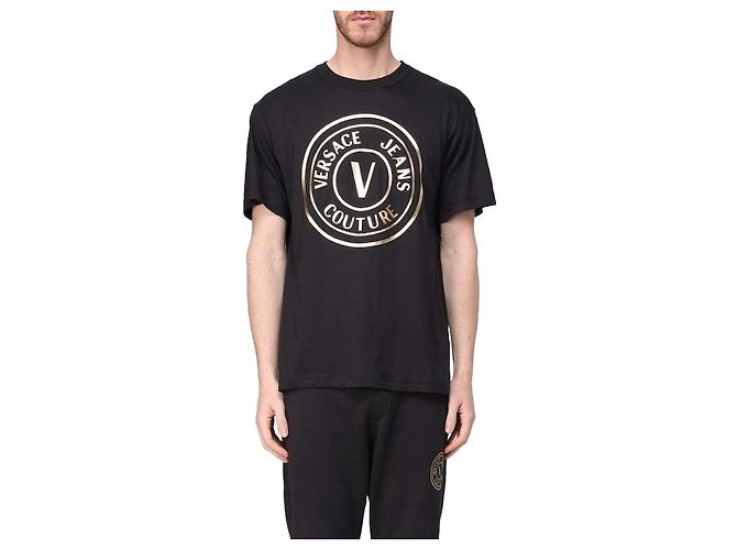 Versace T-Shirt mit Emblem-Patch Schwarz 