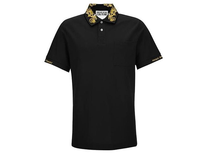 Versace Barock Polohemd Schwarz 
