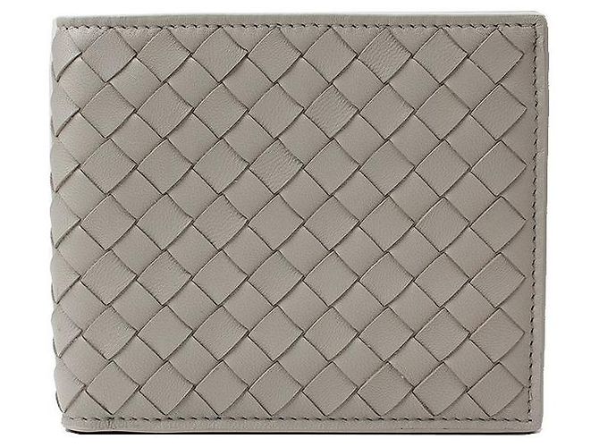 Bottega Veneta Light Grey Woven Wallet Brown