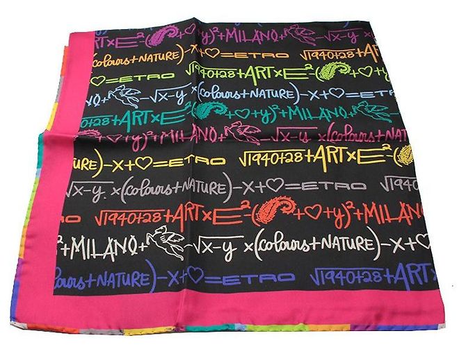 Etro Bufanda de seda con estampado de letras Negro