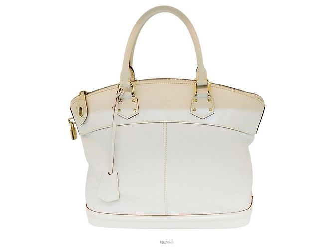 Louis Vuitton Borsa tote in pelle Suhali Lockit Bianco