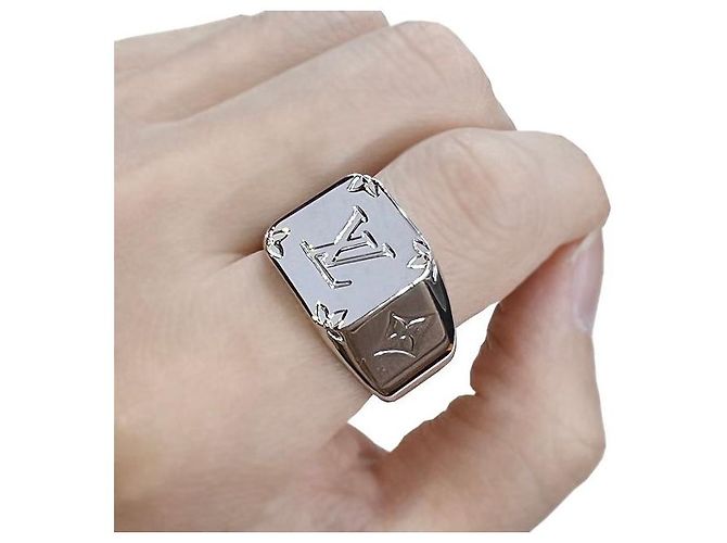 Louis Vuitton Monogramm gravierter Siegelring Silber
