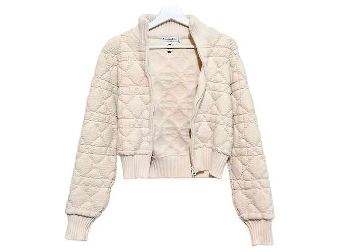 Dior Zip-Cardigan Cannage von Christian Macro Weiß