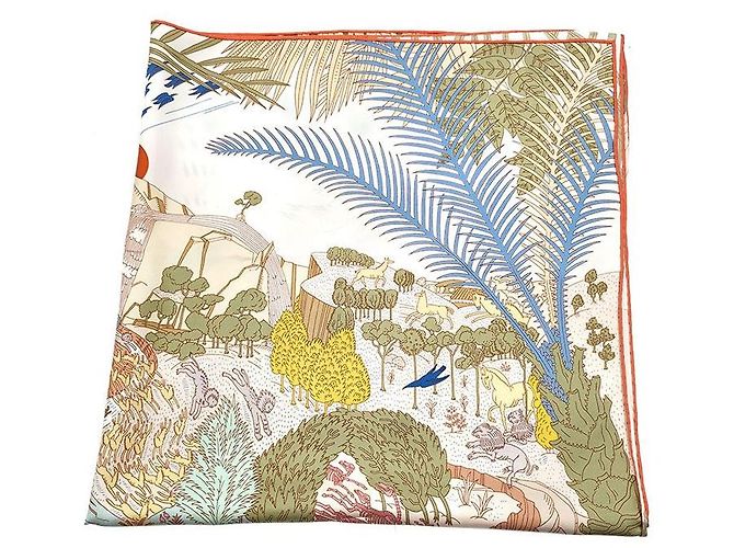 Hermès Lenço de seda Multicor