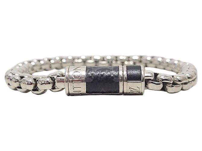 Louis Vuitton Bracciale a Catena Monogramma Eclipse Argento Metallo