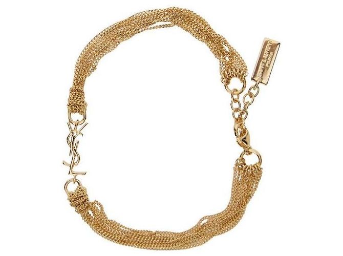 Saint Laurent Pulseira de tassel de metal Dourado