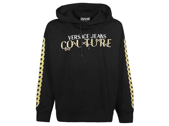 Versace Kapuzenpullover mit Ketten-Logo Schwarz 
