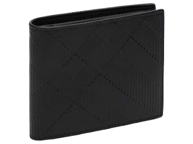 Burberry Präge-Check-Bi-Fold-Geldbörse Schwarz