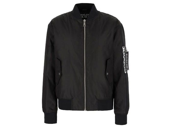 Versace Striped Bomber Jacket Black