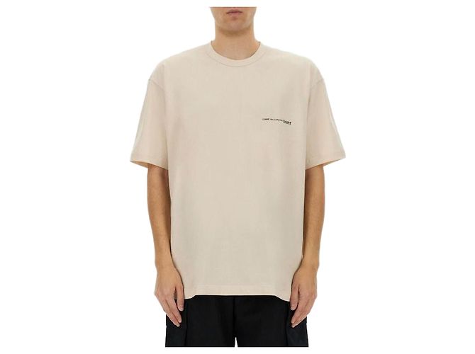 Comme Des Garcons Camiseta de algodón con lettering de logo FO Castaño