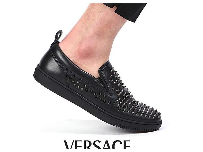Versace Metal Stud Slip-On Black