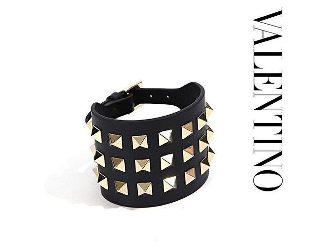 Valentino Rockstud Lederarmband VIT Schwarz