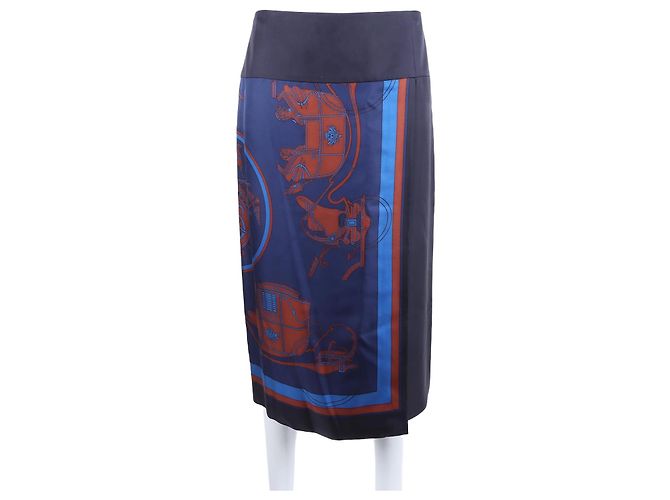 Hermès Hermes Seidenrock Blau 