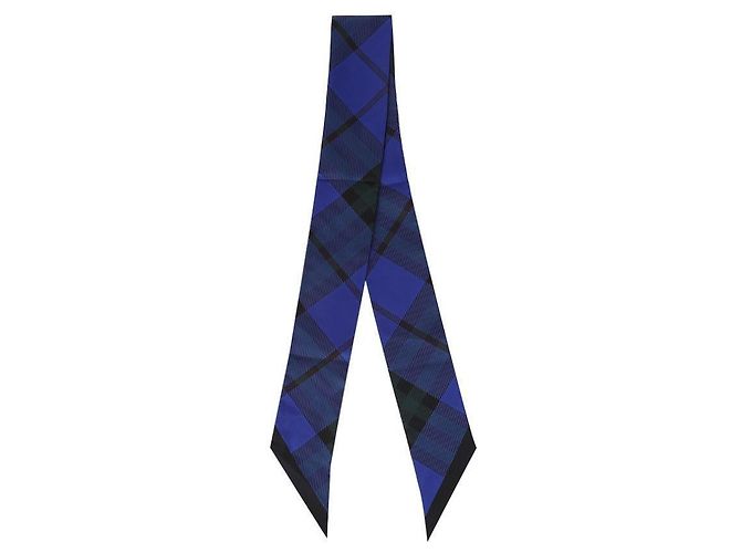 Burberry Sciarpa in seta a quadri sottili Blu