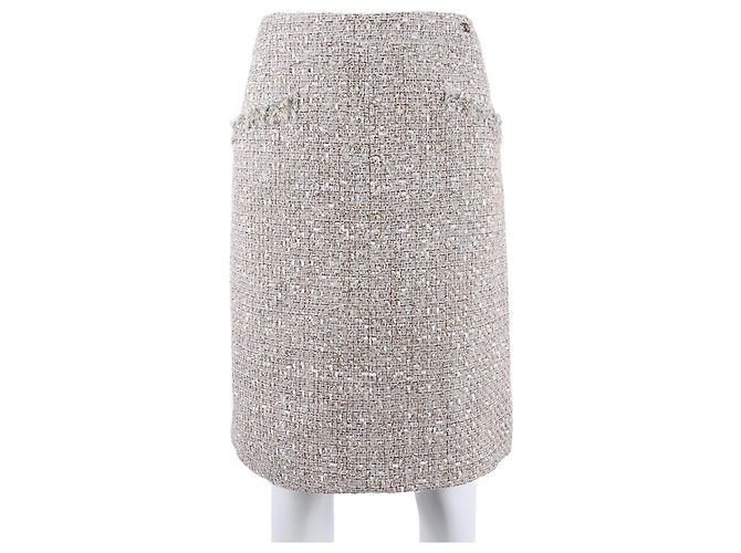 Falda de tweed Chanel Castaño