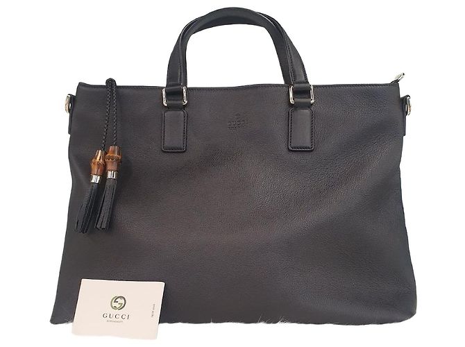Bamboo Gucci Bolsa de ombro com tassel de bambu Preto