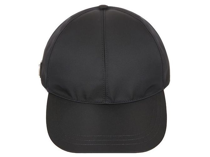Prada Boné de beisebol de nylon com logo triangular lateral Preto