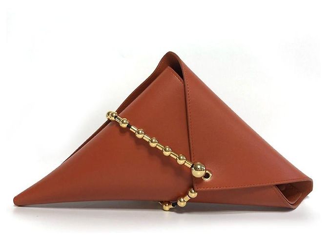 Clutch Triangular de Couro Leve Bottega Veneta Vermelho