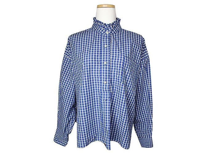 Camicia a quadri blu royal Isabel Marant