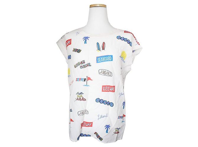 Sandro Top de seda estampado Blanco 