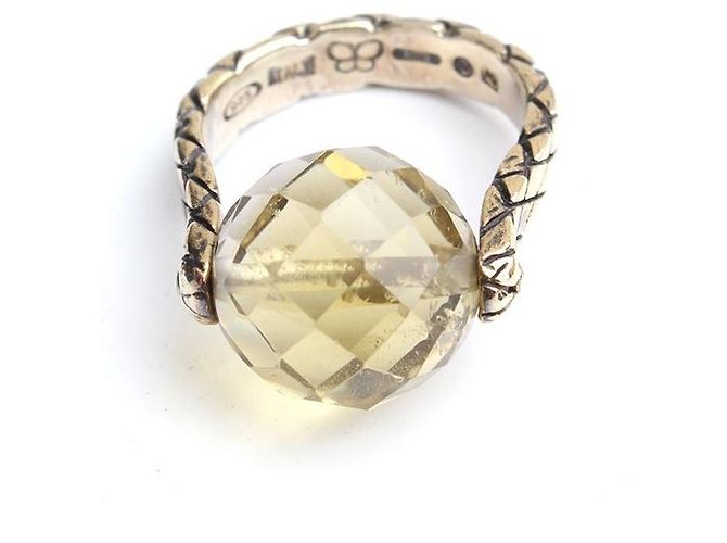 Anillo de cristal plateado Bottega Veneta