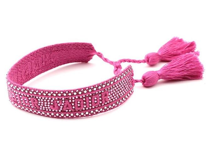Dior Bracciale con frange di perline rosa magenta