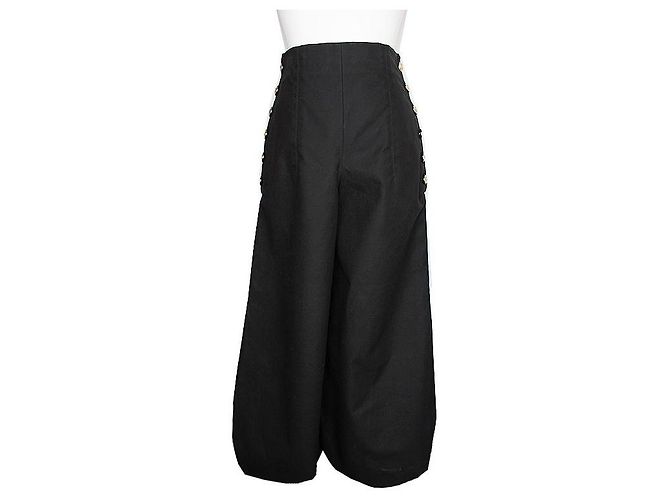 Chanel Pantalones de algodón negros en forma de barril