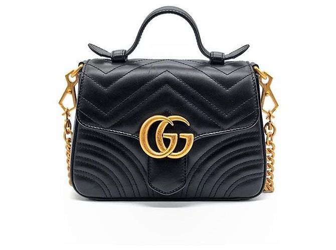 Gucci Marmont Mini Top Handle Shoulder Bag Black