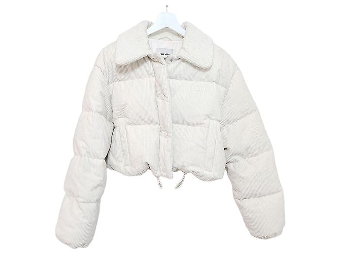 Miu Miu Suéter cropped acolchoado de corduroy Prata