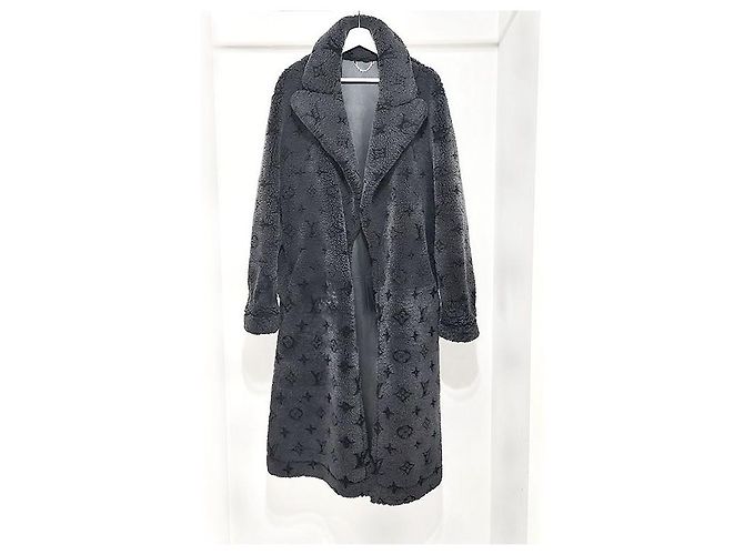 Louis Vuitton Virgil Abloh Monogram Shearling Coat Black