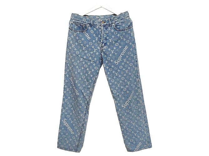 Louis Vuitton Supreme Jeans Blau