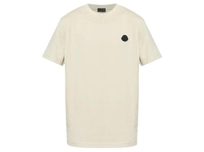 Moncler Baumwoll-T-Shirt mit Logo-Patch Braun