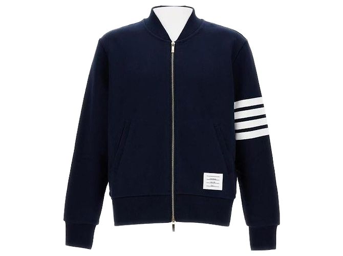 Thom Browne Classic Loopback Bomber Jacket Blue