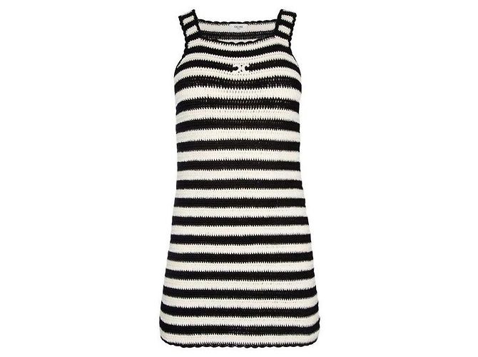 Céline Vestido Mini de Algodón Crocheted Blanco